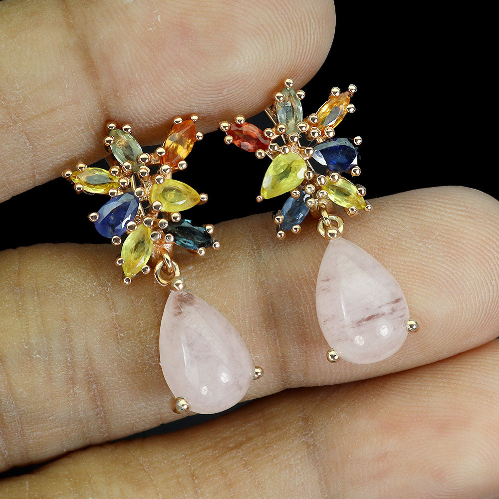 Morganit Saphir Ohrringe Silber rosévergoldet - INARA