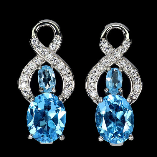 Boucles d'oreilles topaze bleu Suisse