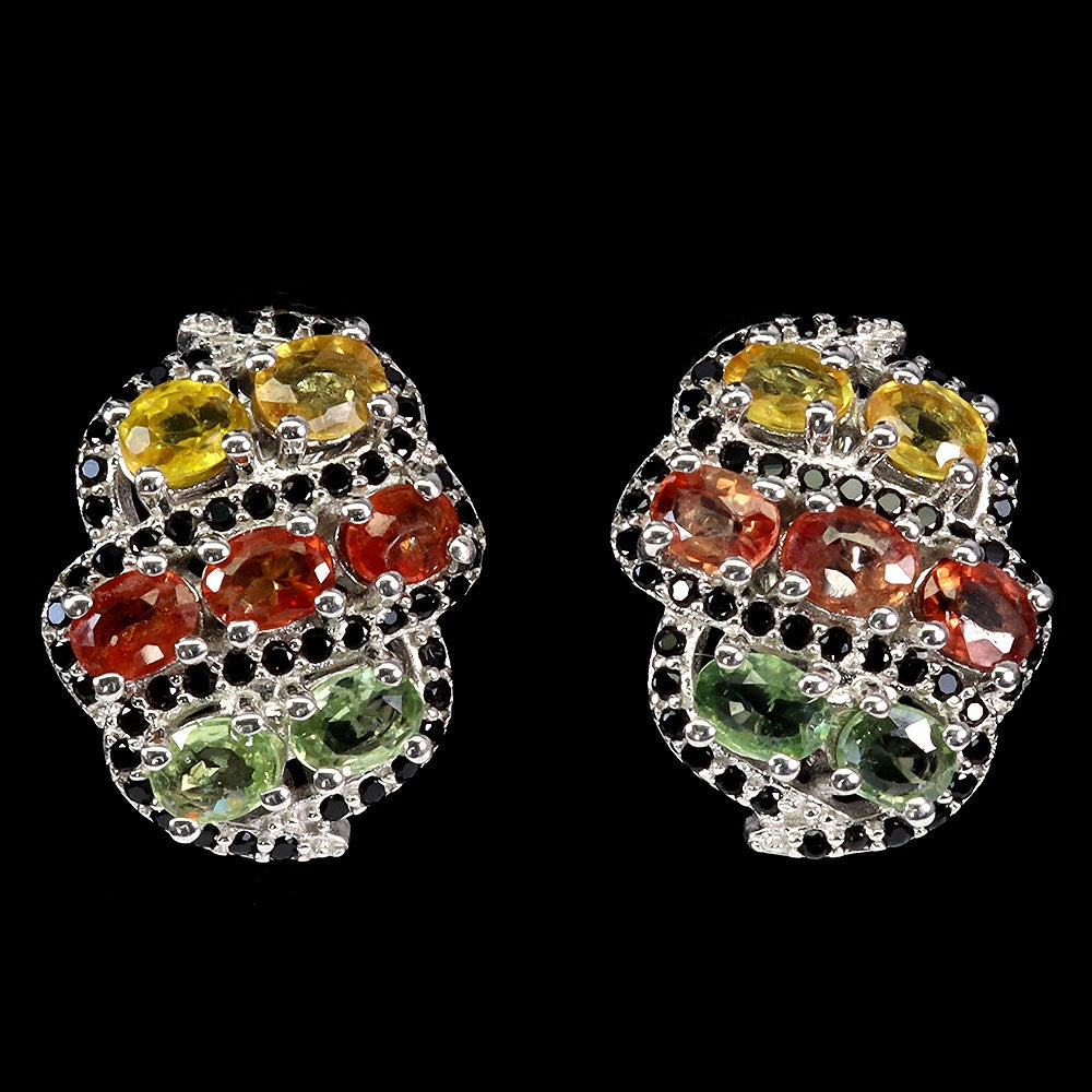 Saphir Spinell Ohrringe aus weißvergoldetem Silber - INARA