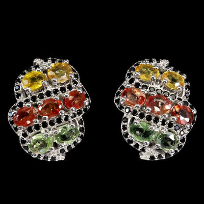 Saphir Spinell Ohrringe aus weißvergoldetem Silber - INARA