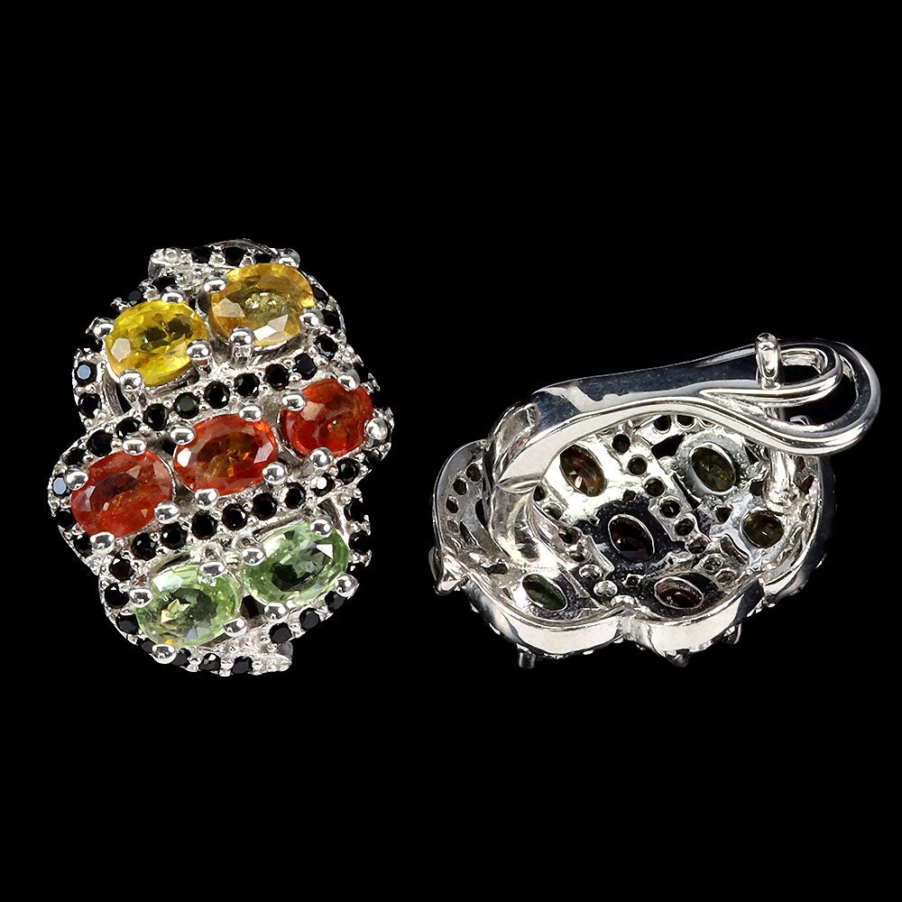 Saphir Spinell Ohrringe aus weißvergoldetem Silber - INARA