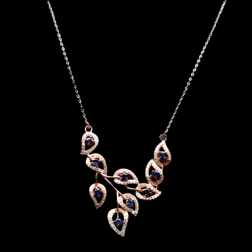 Saphir Halskette aus rosévergoldetem Silber - INARA