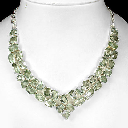 Prasiolith Collier aus Sterlingsilber - INARA - Vorderansicht 