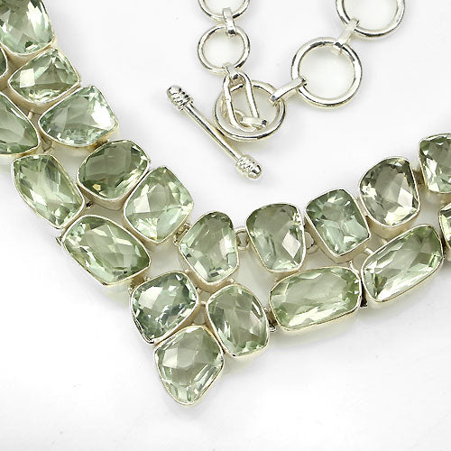 Prasiolith Collier aus Sterlingsilber - INARA - Detailansicht 