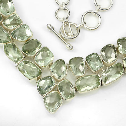 Prasiolith Collier aus Sterlingsilber - INARA - Detailansicht 