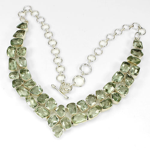 Prasiolith Collier aus Sterlingsilber - INARA - Vorderansicht 2