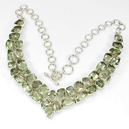 Prasiolith Collier aus Sterlingsilber - INARA - Vorderansicht 2
