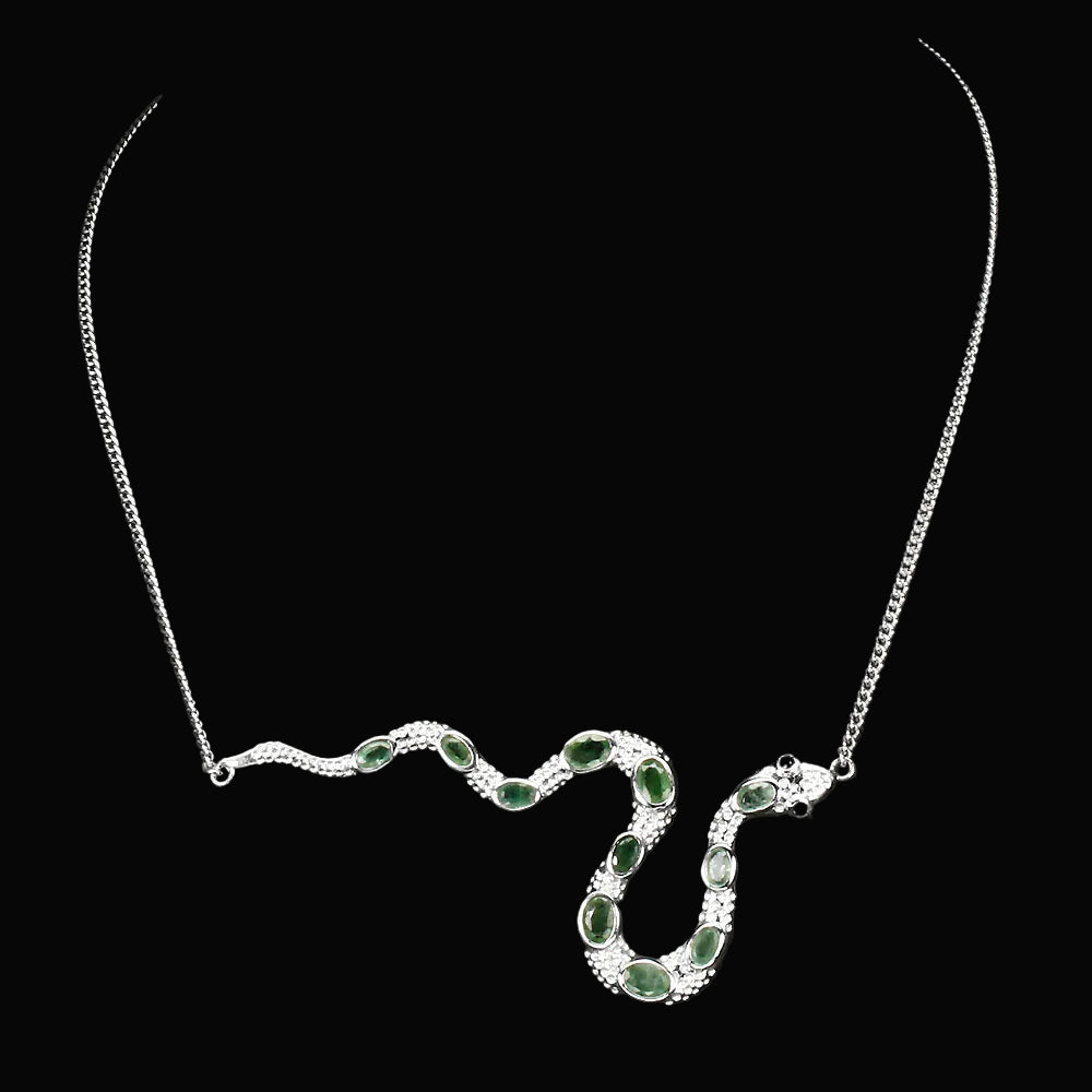 Smaragd Spinell Schlange Collier Silber weißvergoldet - INARA - Vorderansicht