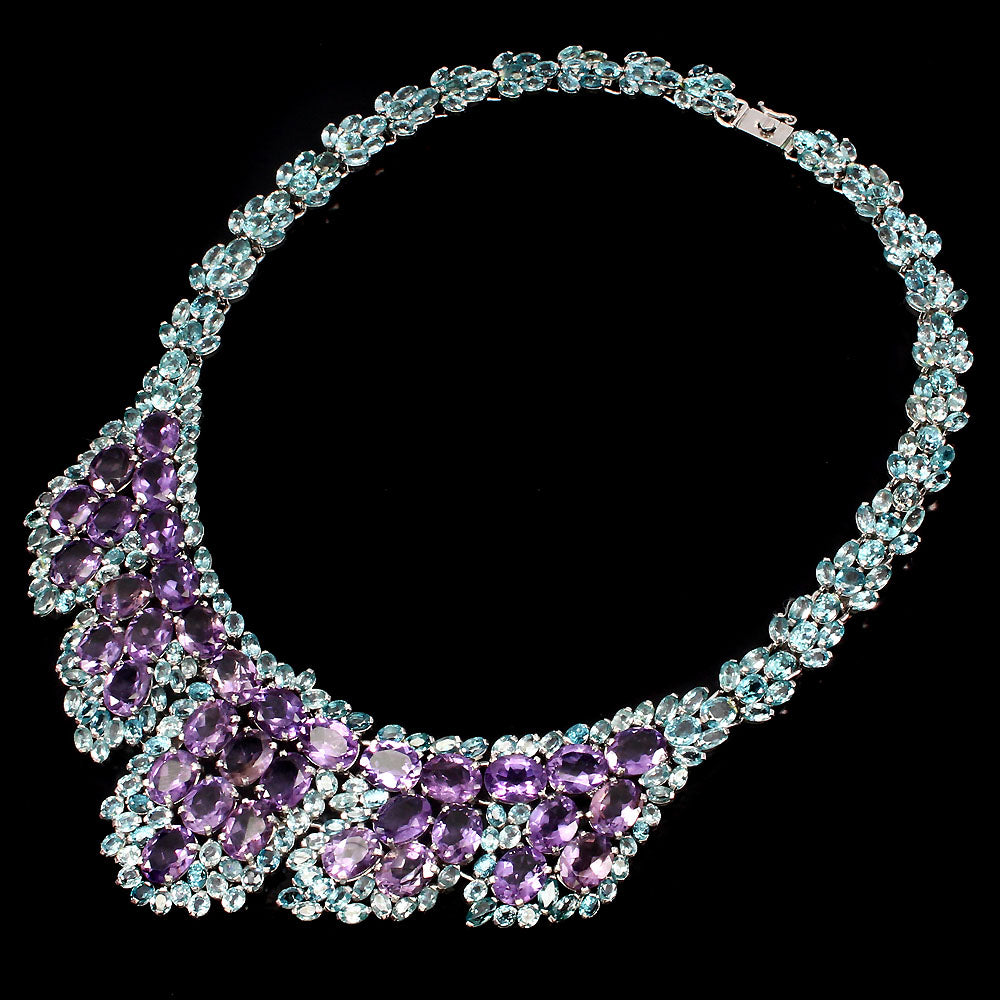 Ametrin Zirkon Collier aus weißvergoldetem Silber - INARA