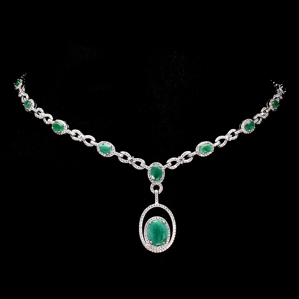 Smaragd Collier Silber weißvergoldet - INARA