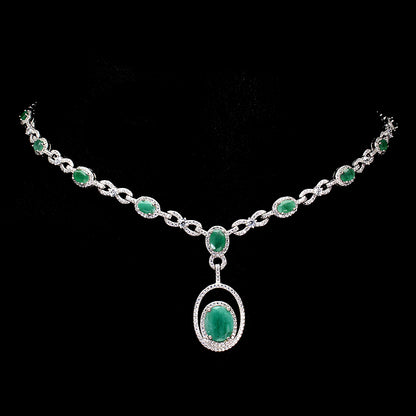Smaragd Collier Silber weißvergoldet - INARA