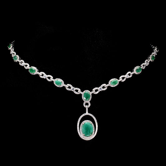Smaragd Collier Silber weißvergoldet - INARA