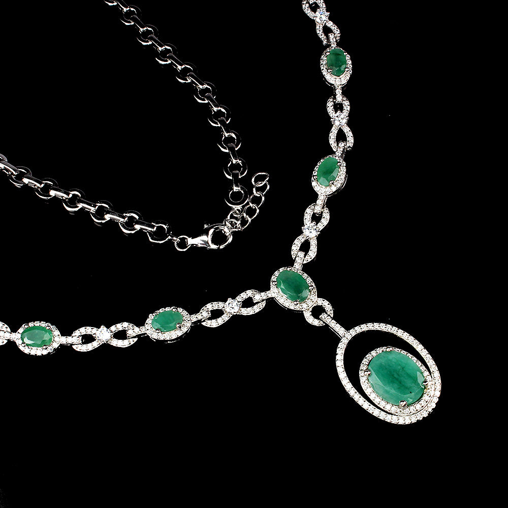 Smaragd Collier Silber weißvergoldet - INARA