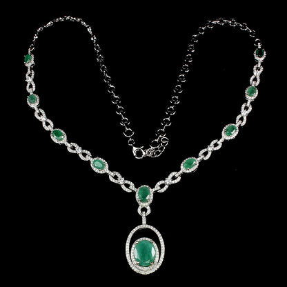 Smaragd Collier Silber weißvergoldet - INARA
