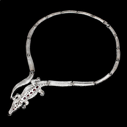 Rubin Krokodil Collier Sterlingsilber - Rückansicht - INARA