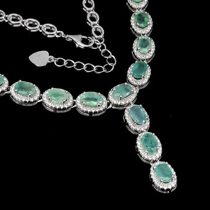 Smaragd Collier aus weißvergoldetem Silber - INARA