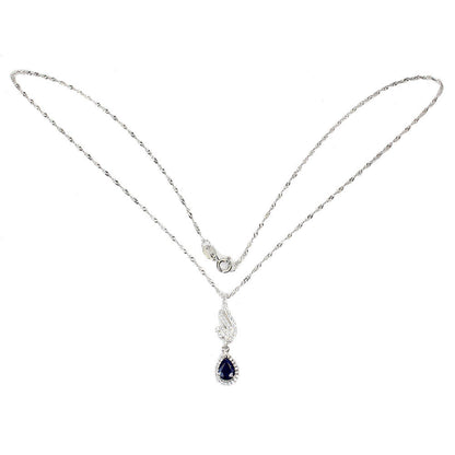 Saphir Anhänger mit Halskette Silber weißvergoldet - INARA