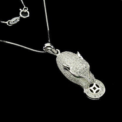 Zirkonia Raubkatze Anhänger mit Halskette Silber - INARA