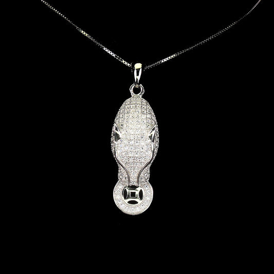 Zirkonia Raubkatze Anhänger mit Halskette Silber - INARA