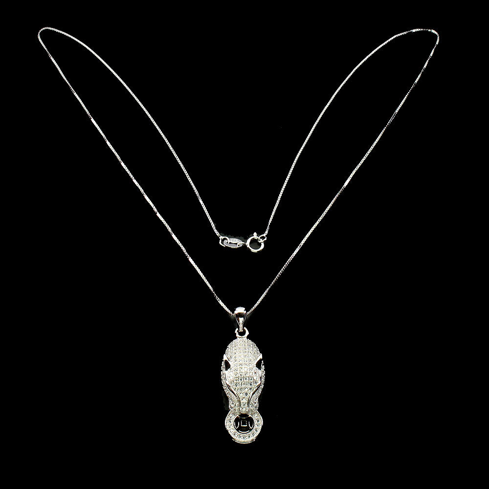 Zirkonia Raubkatze Anhänger mit Halskette Silber - INARA