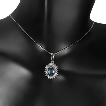 Sternsaphir Weißtopas Silber Anhänger mit Halskette - INARA