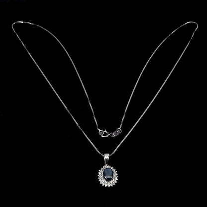 Sternsaphir Weißtopas Silber Anhänger mit Halskette - INARA