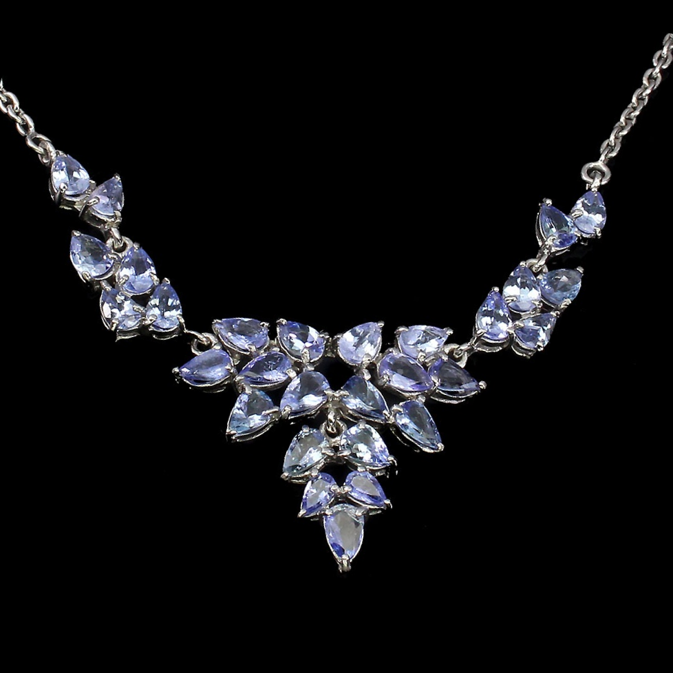 Tansanit Collier aus weißvergoldetem Silber - INARA