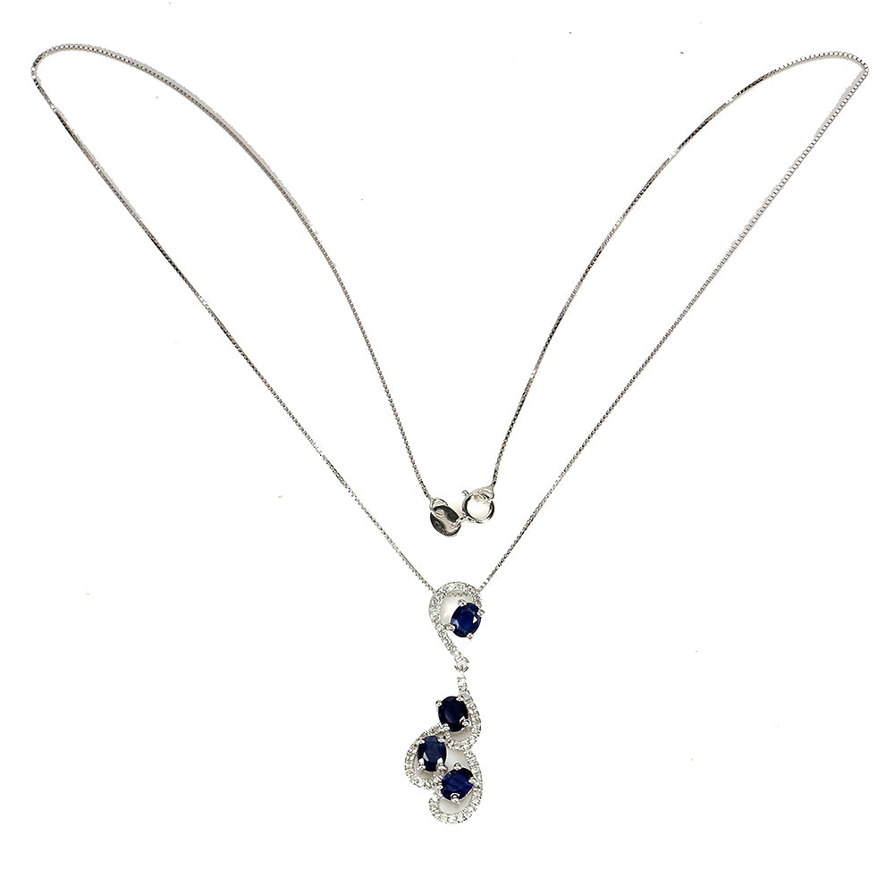 Saphir Weißtopas Anhänger mit Halskette aus Silber - INARA