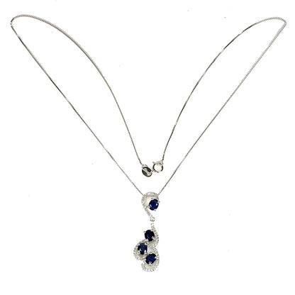 Saphir Weißtopas Anhänger mit Halskette aus Silber - INARA