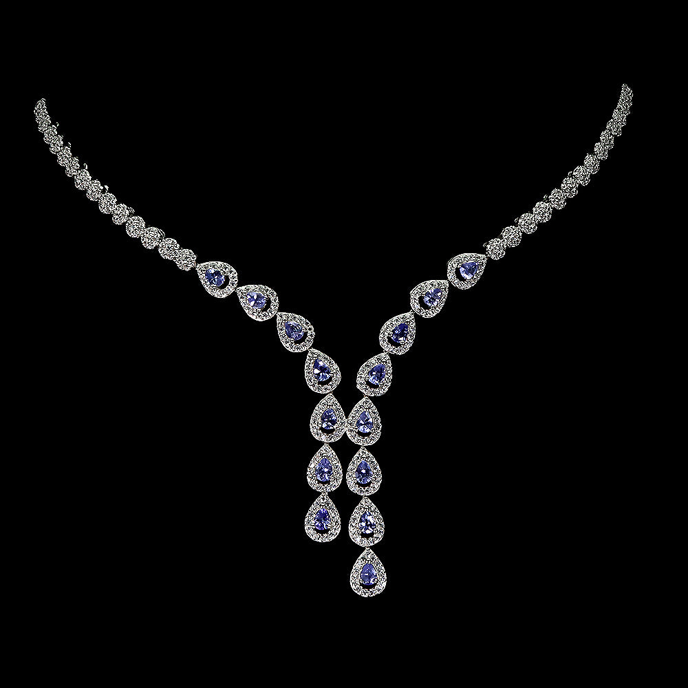 Tansanit Collier aus weißvergoldetem Silber - INARA