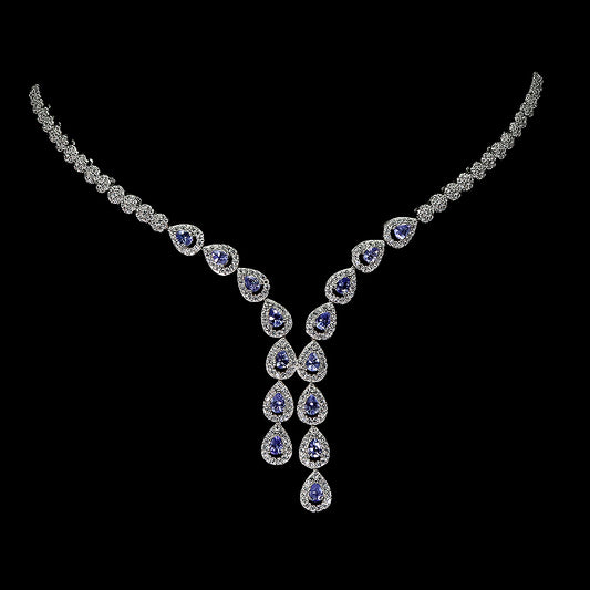 Tansanit Collier aus weißvergoldetem Silber - INARA