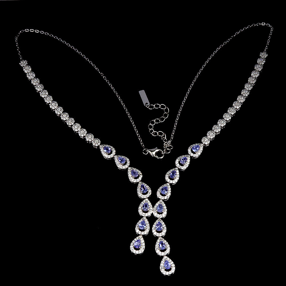 Tansanit Collier aus weißvergoldetem Silber - INARA