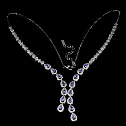 Tansanit Collier aus weißvergoldetem Silber - INARA