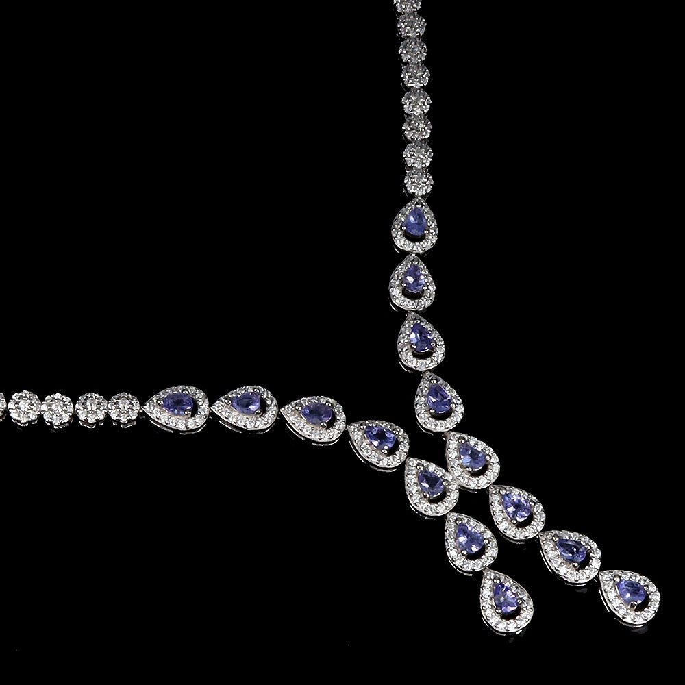 Tansanit Collier aus weißvergoldetem Silber - INARA