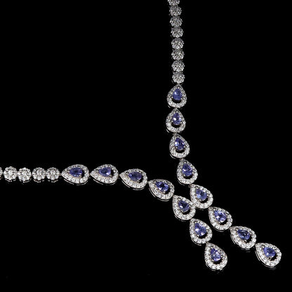 Tansanit Collier aus weißvergoldetem Silber - INARA