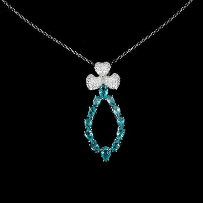 Blautopas paraiba blue Anhänger mit Halskette Silber weißvergoldet - INARA