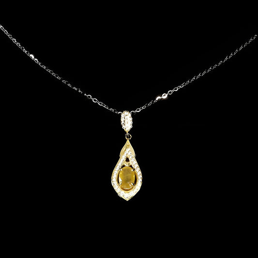 Saphir Anhänger mit Halskette Silber vergoldet - INARA