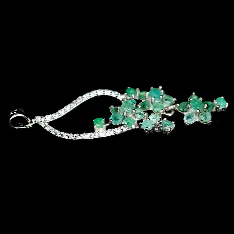 Smaragd Anhänger Silber weißvergoldet - INARA