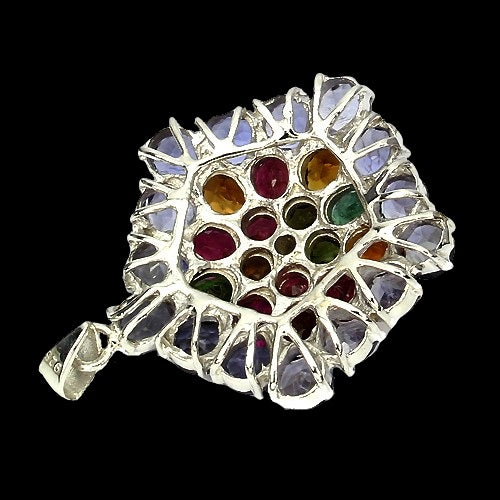 Tansanit Turmalin Anhänger Silber weißvergoldet - INARA