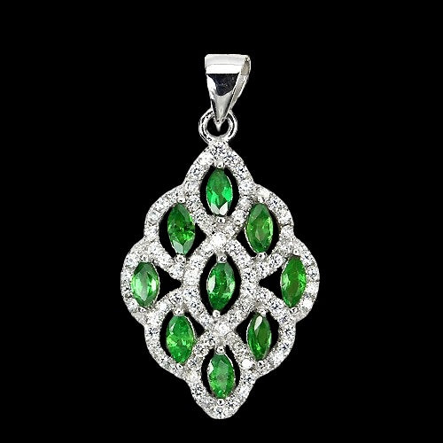 Tsavorit Anhänger Silber weißvergoldet - INARA