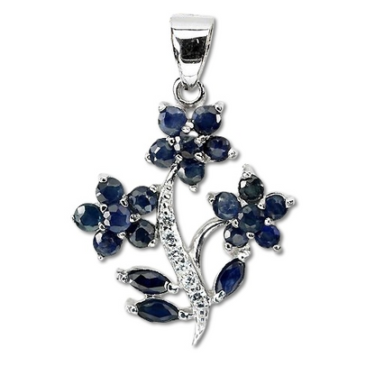 Saphir Weißtopas Anhänger aus weißvergoldetem Silber - INARA