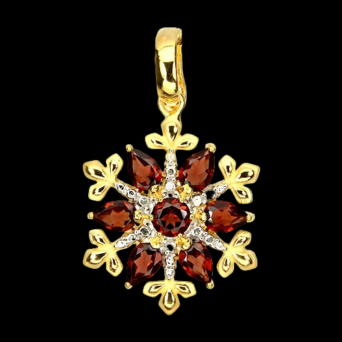 Granat Diamant Anhänger Silber vergoldet - INARA