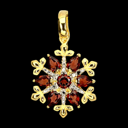 Granat Diamant Anhänger Silber vergoldet - INARA