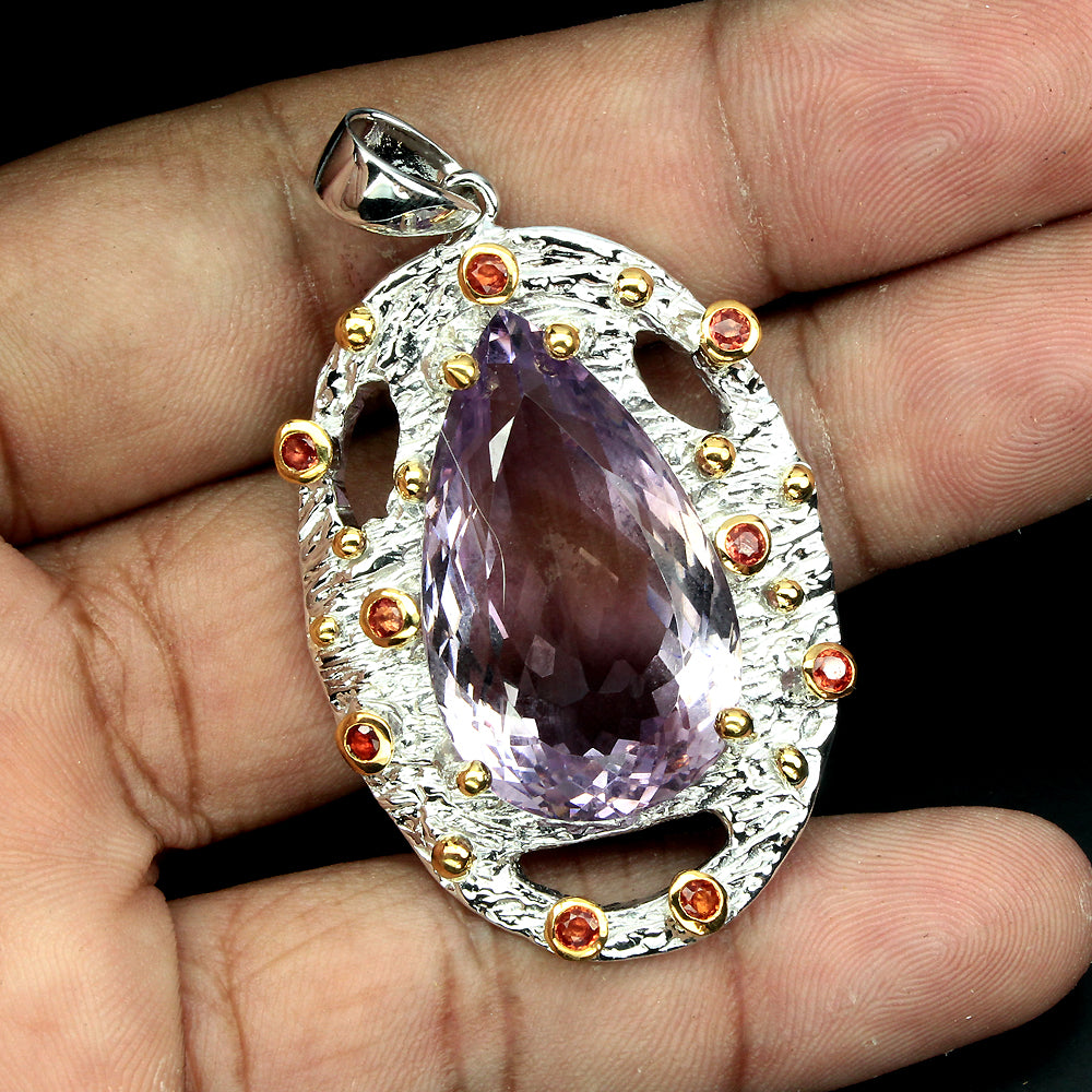 Ametrin Saphir Anhänger aus bicolor vergoldetem Silber - INARA