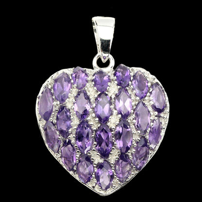 Amethyst Herz Anhänger aus weißvergoldetem Silber - INARA