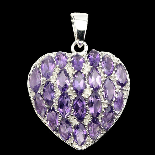 Amethyst Herz Anhänger aus weißvergoldetem Silber - INARA