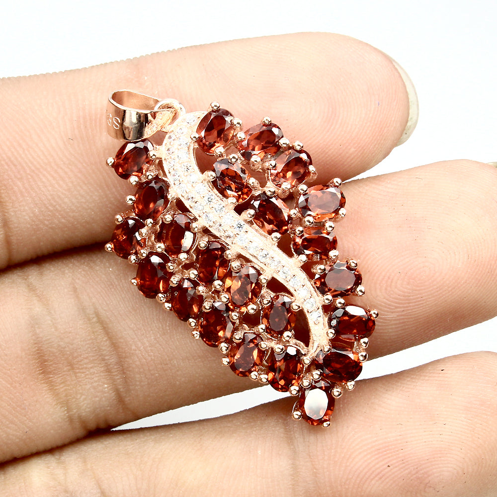 Granat Anhänger aus rosévergoldetem Silber - INARA