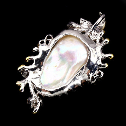 Perle Rubin Saphir Anhänger Silber bicolor vergoldet - INARA