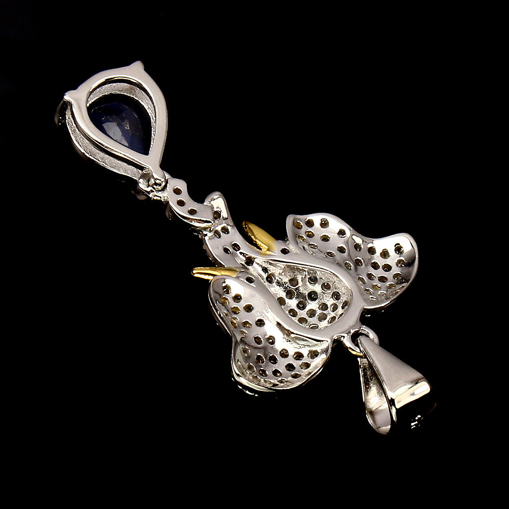 Saphir Spinell Elefant Anhänger Silber bicolor vergoldet - INARA