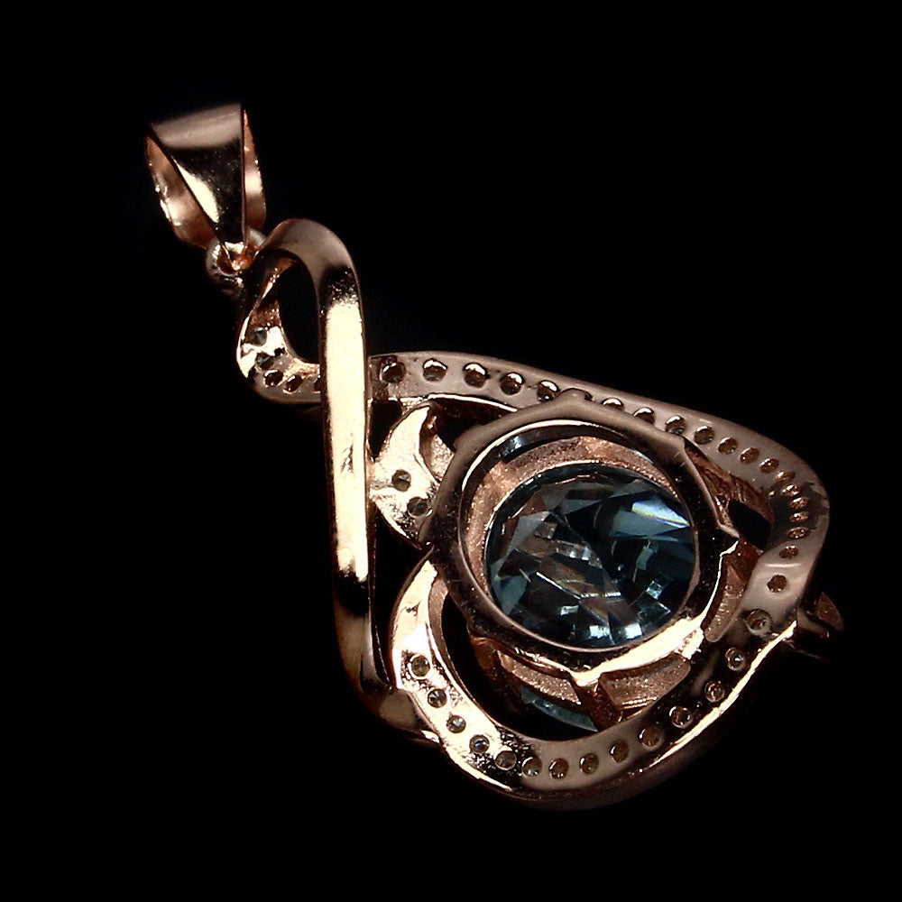 Blautopas Konkavschliff Anhänger Silber rosévergoldet - INARA